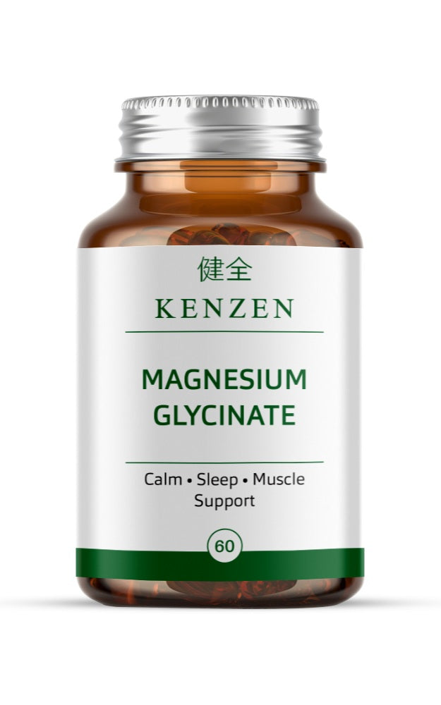 Kenzen Magnesium Glycinate Capsules – Calm, Sleep & Muscle Support | 500mg | Vegan Capsules