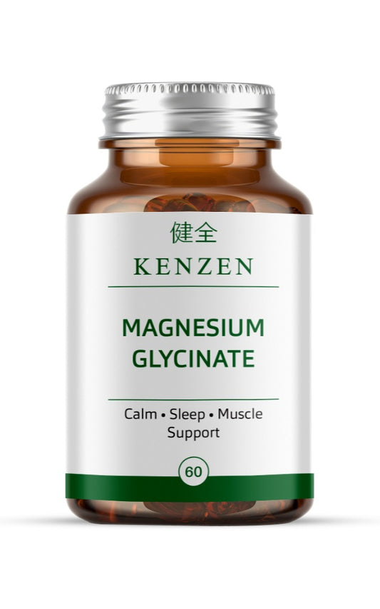 Kenzen Magnesium Glycinate Capsules – Calm, Sleep & Muscle Support | 500mg | Vegan Capsules