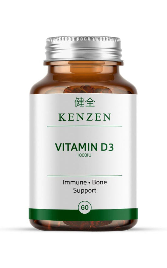 Kenzen Vitamin D3 1000IU Capsules with MCT Powder | Immune & Bone Support | 60 Vegetable Capsules