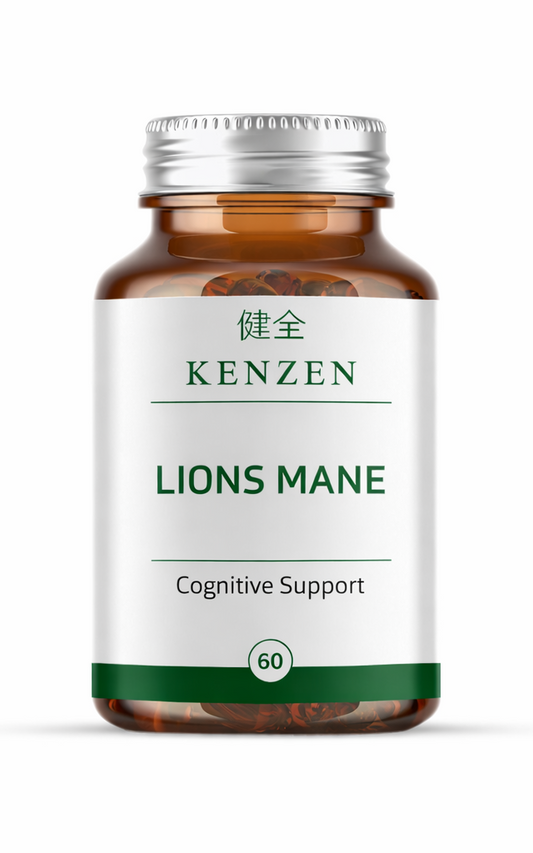 Kenzen Lion’s Mane 10:1 Mushroom Extract 450mg – Focus & Cognitive Support | 60 Vegan Capsules