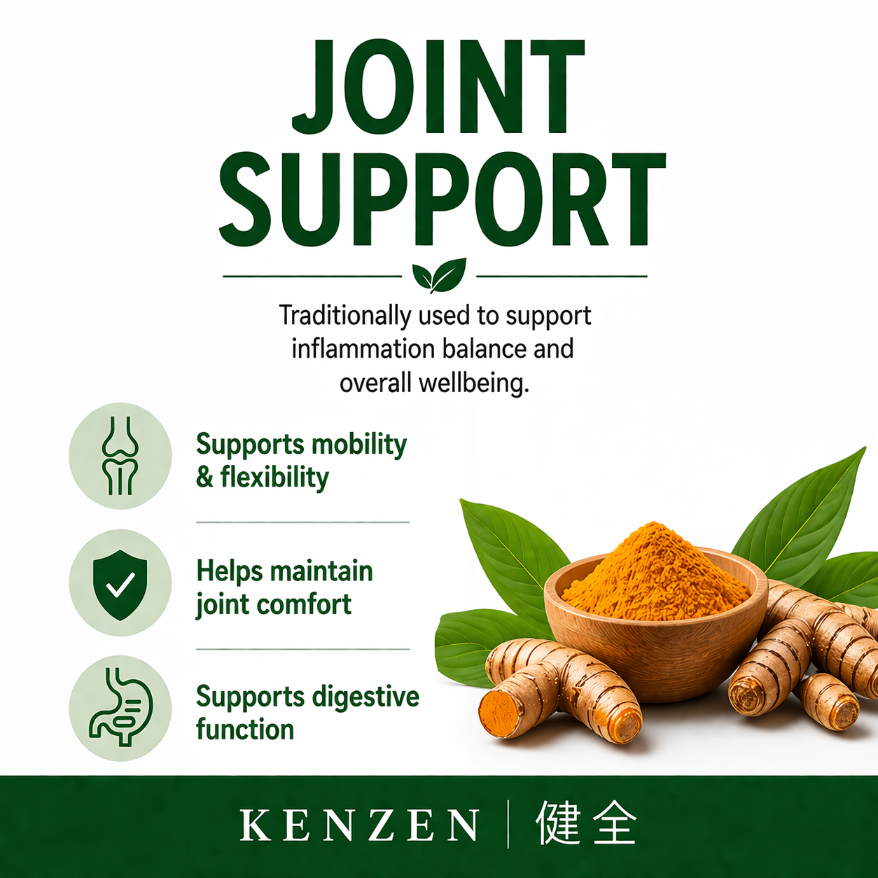 Kenzen Turmeric & Black Pepper Extract - Joint & Inflammatory Support